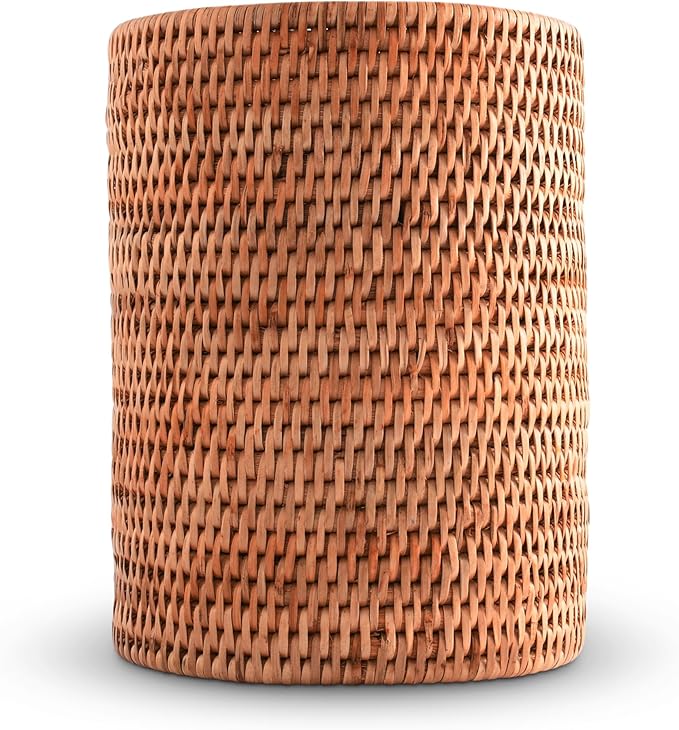 Vagabond House Hand Woven Rattan Utensils Holder - 8 Inches Tall x 5.5 Inches Diameter - Natural and Durable Eco-Friendly Material for Storing and Organizing Kitchen Utensils