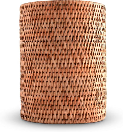 Vagabond House Hand Woven Rattan Utensils Holder - 8 Inches Tall x 5.5 Inches Diameter - Natural and Durable Eco-Friendly Material for Storing and Organizing Kitchen Utensils