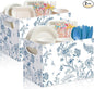 Sliner 2 Pcs Blue and White Floral Utensil Holder Paper Utensil Caddy for Wedding Bridal Shower Party Supplies Cutlery Holder with Handles Disposable Flower Butterfly Cutlery Organizer Snack Box Favor