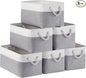 Large Storage Baskets- 15x11x10 inch Storage Bins for Shelves and Closet Organizing, Foldable Fabric Bin for Home Organization Clothes and Laundry (6-Pack, White&Gray)