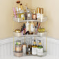 EUHOME 3-Tier Corner Bathroom Counter Organizer Makeup Cosmetic Storage, Tool-Free Installation Acrylic Vanity Shelf, Countertop Storage Organizers Perfume Tray for Bathroom, Dresser, Kitchen (Clear)