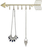 MyGift 12 Inch Wall Mounted Brass Tone Metal Arrow Shaped Jewelry Organizer, Hanging Accessories Storage Display Rack with 6 Hooks for Necklaces Bracelets Keys