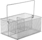 YBM HOME Mesh Silver Condiment Caddy/Kitchen Supply, Utensil, Silverware Organizer Cutlery Holder Flatware Storage Napkin Holder (Silver, 24)