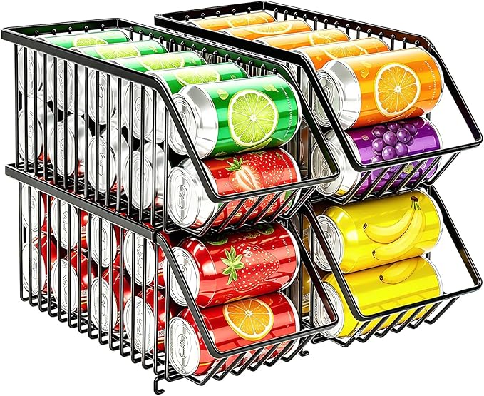 Soda Can Organizer of 4 Pack,Stackable Can Organizer For Pantry, Soda Storage, Soup Soda Can Dispenser, Can Storage Rack for Pet Food Cans