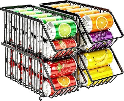 Soda Can Organizer of 4 Pack,Stackable Can Organizer For Pantry, Soda Storage, Soup Soda Can Dispenser, Can Storage Rack for Pet Food Cans