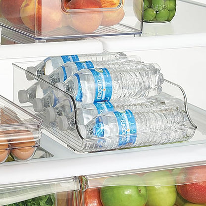 iDesign Fridge Storage Bin Set - Includes Bins with Handles and Water Bottle Holder, Set of 8, Clear