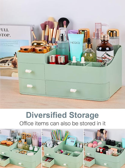 Makeup Organizer with Drawers,Large Capacity Countertop Organizer for Vanity,Bathroom and Bedroom Desk Cosmetics Organizer for Skin Care,Brushes, Eyeshadow, Lotions, Lipstick, Nail Polish