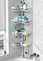 DAOYA Shower Caddy Tension Pole Corner - Stainless Steel Bathroom Organizer White Tension Rod Shower Shelves for Tub(22-114.2inch), Renter Friendly