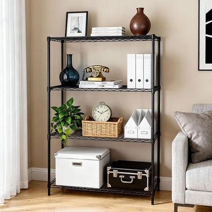 SUPER DEAL Black 4-Shelf Heavy Duty Storage Wire Shelving Unit for Restaurant Garage Pantry Kitchen Garage Rack (36L x 14W x 54H)