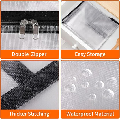 TasticTotes 8 Pack Clear Storage Bags for Comforter, Clothes & Bedding, Plastic Blanket Storage with Zipper and Handle, Moving Bags, Closet Organizer and Under-Bed Storage (90L)