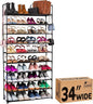 Sundaze Shoe Rack - 10 Tier Shoe Rack for Front Door Entrance, Sturdy Tall Shoe Organizer for Closet, Bedroom, Entryway, Garage, Non Woven Fabric Shelf, Black, Holds Up to 50 Pairs