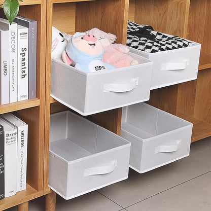 Clothings Collapsible Storage Bins, Foldable Organizers and Storage Baskets Cube Storage Bin for Bedroom Living Room (4 Pack) (White, 15.4x11.4x5.5inch)