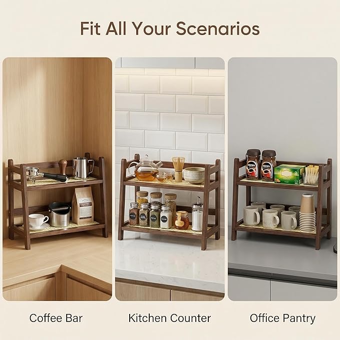 2 Tier Matcha Station, Coffee Bar Station Organizer for Accessories & Can Rack Organizer for Pantry