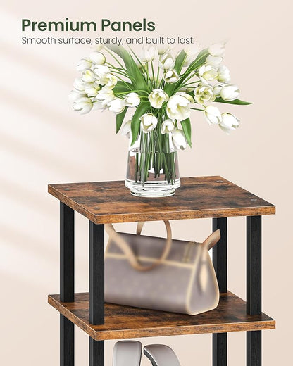 CHOEZON 9-Tier Vertical Shoe Rack, DIY Corner Shoe Rack for Entryway, Narrow Shoe Shelf, Tall Storage Organizer, Saving Space, for Small Spaces, Entryway, Hallway, Rustic Brown and Black MXJ01BF