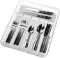 madesmart Premium Clear Silverware Tray, 6 Compartment Flatware Organizer for Forks, Knives & Spoons, Soft Grip Lining & Non Slip Base, Grey