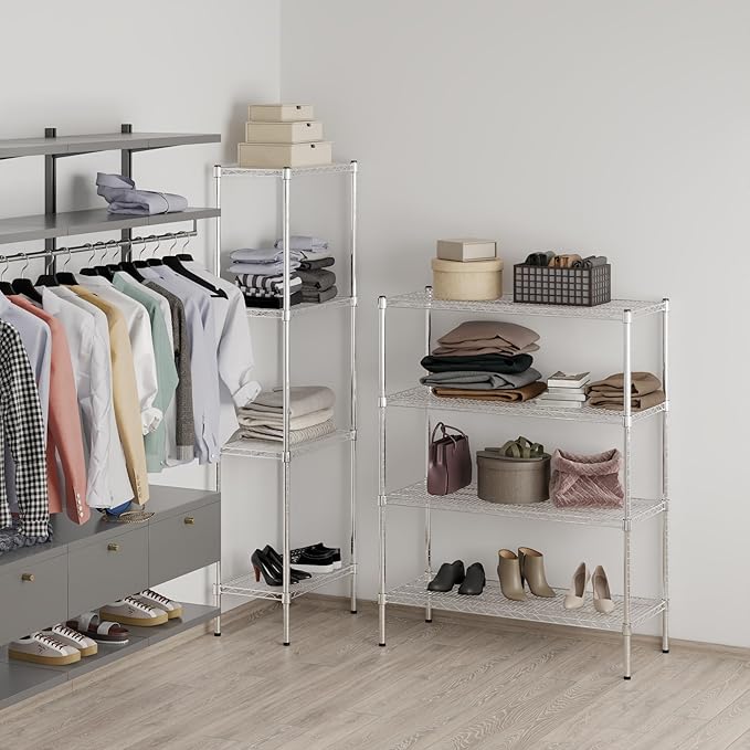 18" Deep x 42" Wide x 54" Height Wire Shelving Kit | 4-Tier | NSF Commercial Storage Rack Unit