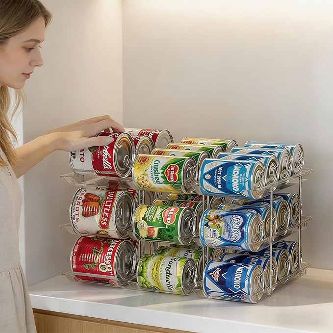 Sturdy Stacking Can Organizers Systems with Portable Size Optimizes Kitchen Storage Store Organization Shelves