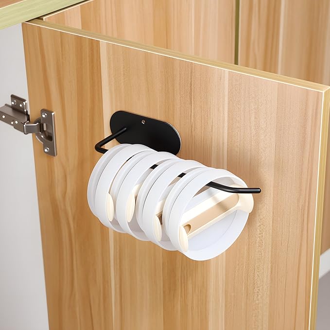 YIGII Adhesive Cabinet Door Organizer with Tumbler Lid Organizer, Wall Mounted Lid Organizers Inside Cabinet for Tupperware Storage, Slim Space Kitchen Basket for Pantry, Under Sink