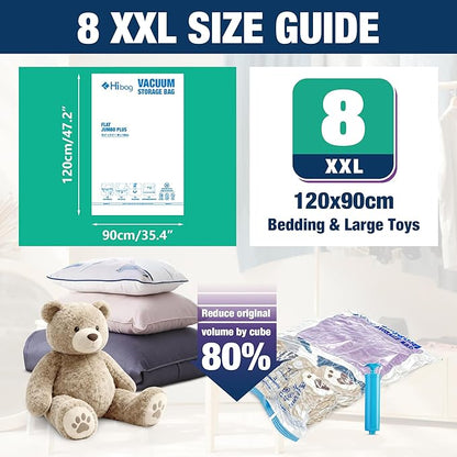 XXL Jumbo 47''X35'' Vacuum Storage Space Bags Extra Large for Blanket Bedding Comforters with Hand Pump (8 Pack)