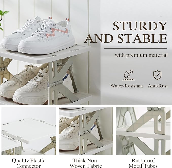 VECELO 6 Tier Vertical Narrow Shoe Rack, Free Standing Shoe Racks, Skinny Shoe Shelf Easy Assembly, Compact Shoe Organizer Space Saving for Small Spaces, Entryway, Garage, Front Door Entrance, Grey