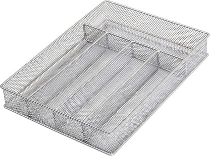 YBM HOME Metal Silverware Organizer for In-Drawer Cutlery Storage, 5 Compartment Mesh Cutlery Flatware Tray Sorts Kitchen Utensils, Great for Office Supplies 1133-12