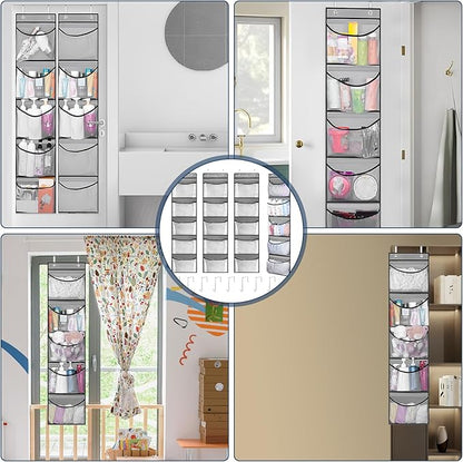 4Pcs Stuffed Animal Door Storage Organizer Stuffed Animal Storage Door Hanging Net Stretchy Multifunctional Over the Door Toy Organizer 5 Elastic Mesh Pockets Organizer for Toy