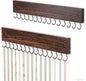 Lolalet Wooden Necklace Holder for Wall with 15 Hooks, Necklaces Hanger Easy Install Wall Mount Necklace Organizer, Jewelry Hangers for Chains, Bracelets, Earrings -2 Set, Brown