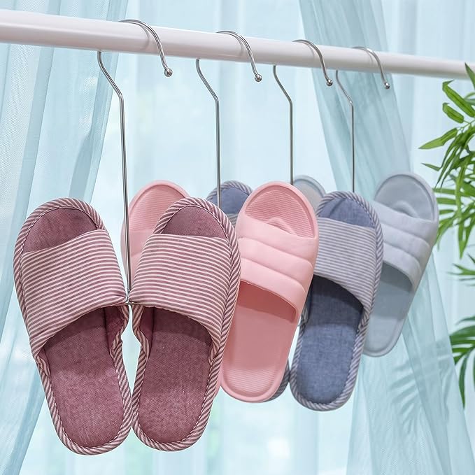 3 Pcs Shoe Hangers, Stainless Steel Shoe Hanger, Double Hook Shoes Hanger, Storage Rack for Hanging Shoes and Gloves (Silver)