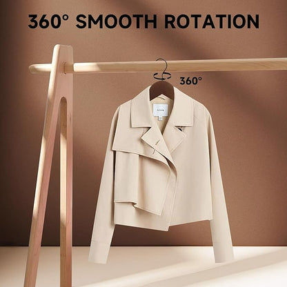 Premium Wooden Top Hangers, Heavy Duty Solid Wood Suit Hangers with 360° Swivel Hook & Anti-Slip Notches, Durable Clothes Hangers for Jackets, Coats, Shirts & Dresses(Walnut/96-Pack)