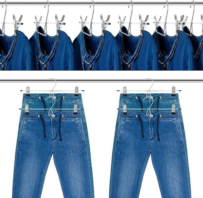 12 Pcs College Dorm Room Supplies Decor Skirt Pants Hangers with Clips Heavy Duty Clip Space Saving Stackable Add on Metal Organization and Storage for Jeans Towels Skirt Trousers Ties Socks