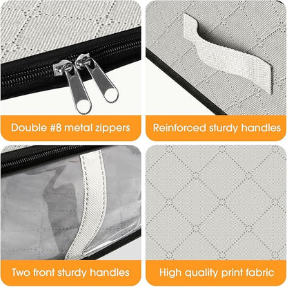 StorageRight Under Bed Storage Bags 2 Pack, 40L Large Clothes & Comforter Storage Containers with Clear Window, Breathable Fabric Organizer for Blankets, Bedding, Seasonal Clothing, White