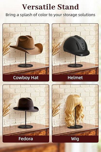 Cowboy Hat Stand Heavy Metal Western Tabletop Hat Holder Rustic Vintage Western Decor Wide Brim Hat Display for Desk Shelf Closet for Fedora Straw Hats Home Accessories Black 2 Pcs