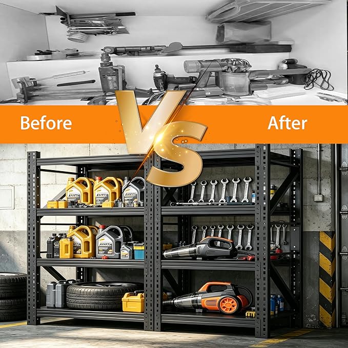 Heavy Duty Garage Shelving,73" H 3000LBS Load Capacity Metal Garage Storage Shelves Adjustable Industrial Shelving Unit for Garage,Warsehouse,Workshop
