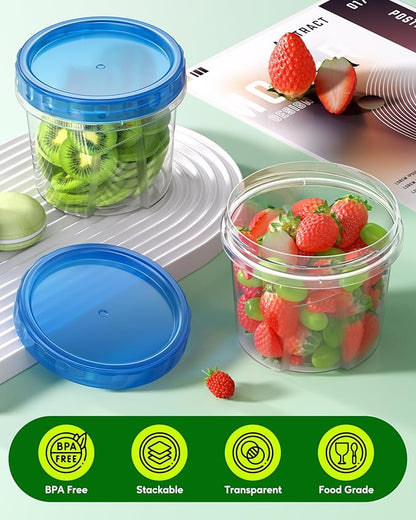 Canfanni 8 Pack-24 OZ Freezer Storage Containers, Plastic Soup Container with Lids, BPA Free Food Storage Containers with Twist Top Lids, Reusable, Microwave and Dishwasher Safe