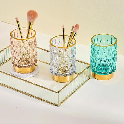 Makeup Brush Holder Organizer,Toothbrush Holders,Desk Pen Pencil Holder,Multifunctional Vintage Glass Brush Cup（A39-6-US）