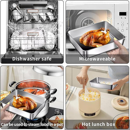 GIUOIDUO stainless steelFood Storage 12-Pack Lunch BoxContainers setsstorage box with lidfreezer FrozenKitchen tra with lidOven plateSide dish plate Freezer & Dishwasher Safe