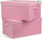 Graciadeco 22.8qt Closet Storage Boxes with Lids Pink Folding Keepsake Storage Bins Stackable Flat Lidded Carboard Storage Contaner for Clothes Barbie Shoes, 2 Pack