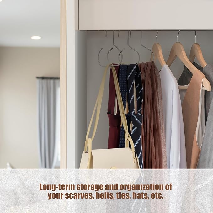 Zonon 24 Pcs Scarf Hangers Metal Belt Hat Ring Hanger with Grip Coating, Scarf Organizer Storage Holders for Ties Scarves Belts Tank Tops Hat Hooks (White)