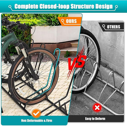 Floor Bike Stand for 6 Bikes, Bike Rack Safeguard Disc Brakes & Derailleurs, Waterproof Bike Holder Road/Kids/MTB Bicycles, Fits 12"-29" Tires, Upgraded 0.63" Steel Tubes, Indoor Outdoor Garage