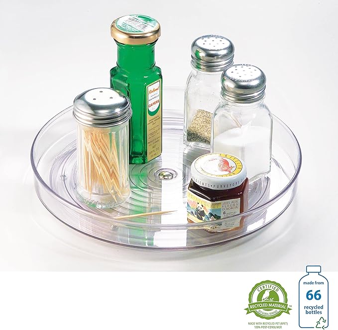 iDesign 9-Inch Lazy Susan Organizer - Small Lazy Susan Turntable for Cabinet or Pantry, 2-Pack, Clear