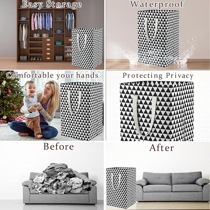 75L Waterproof Laundry Hamper Collapsible Laundry Basket Cotton Handle Laundry Bag Large Clothes Storage Toy Organization for Bathroom Bedroom Laundryroom College Dorms