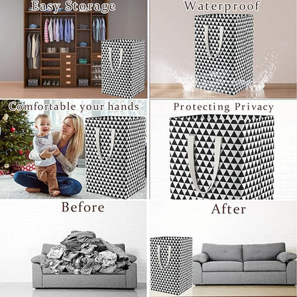 75L Waterproof Laundry Hamper Collapsible Laundry Basket Cotton Handle Laundry Bag Large Clothes Storage Toy Organization for Bathroom Bedroom Laundryroom College Dorms