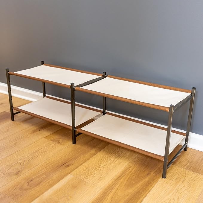 Teal Triangle Aspen Double Shoe Rack Storage Organizer | Sturdy Two-Tier Shoe Caddy for Floor Use | Heavy Duty Shoe Storage Rack for Entryway or Closet | Durable & Space-Saving Shoe Organizer