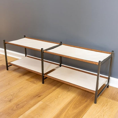 Teal Triangle Aspen Double Shoe Rack Storage Organizer | Sturdy Two-Tier Shoe Caddy for Floor Use | Heavy Duty Shoe Storage Rack for Entryway or Closet | Durable & Space-Saving Shoe Organizer