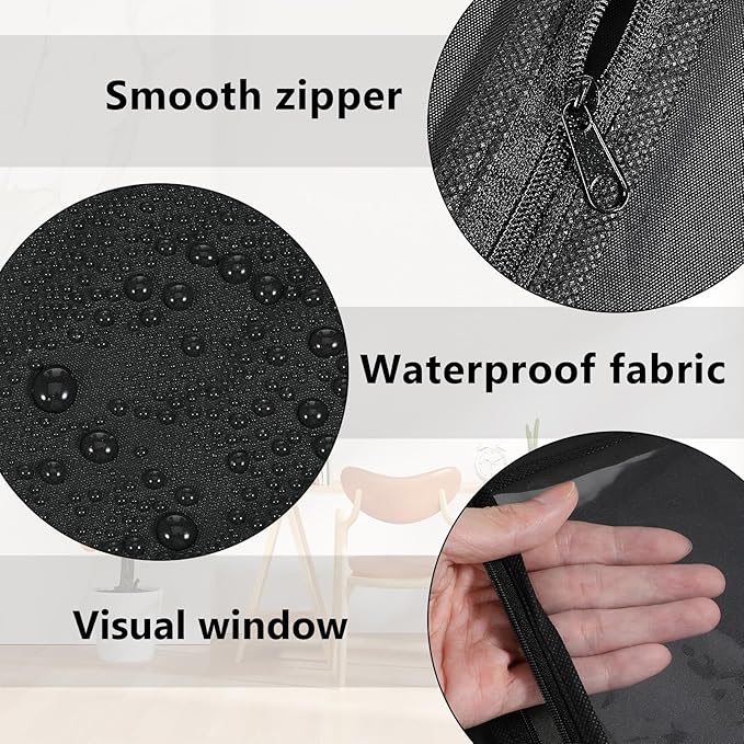 12 Pcs Garment Bags for Hanging Clothes, 47" x 24" Black Dress Garment Bag Set with Clear Window, Durable PEVA Coat Bags for Closet Storage & Travel