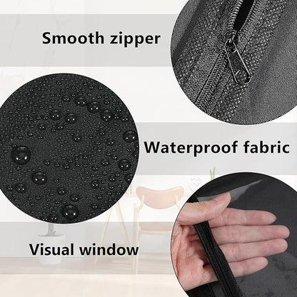 12 Pcs Garment Bags for Hanging Clothes, 47" x 24" Black Dress Garment Bag Set with Clear Window, Durable PEVA Coat Bags for Closet Storage & Travel