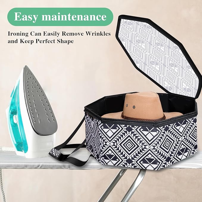 Large Hat organizer for Travel and Storage - Portable Cowboy Cap Organizer Case with Handles, Hat Box for Women Storage and Large Cap Bag for Men Carry (White)