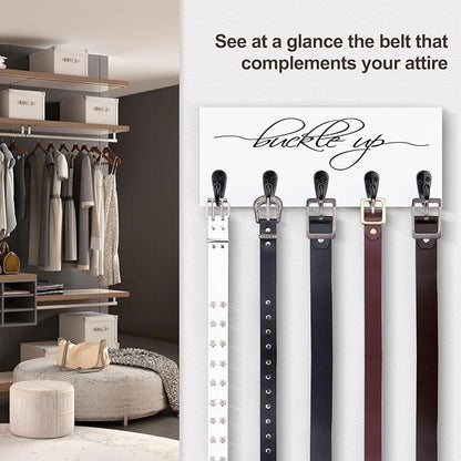 Tie Rack and Belt Organizer for Closet, Wall Mount Belt Hanger and Tie Organizer for Stores and Displays Mens Accessories for Easy Selection and Space Saving Efficiency(11.4" x 4.7") (White)