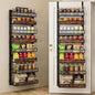 8 Tier Pantry Door Organizer Spice Rack, 2-IN-1 Wall Mount or Hanging Over Door Seasoning Organizer with Adjustable Baskets, Heavy Duty Behind Door Storage Shelves for Pantry, Cabinet and Kitchen