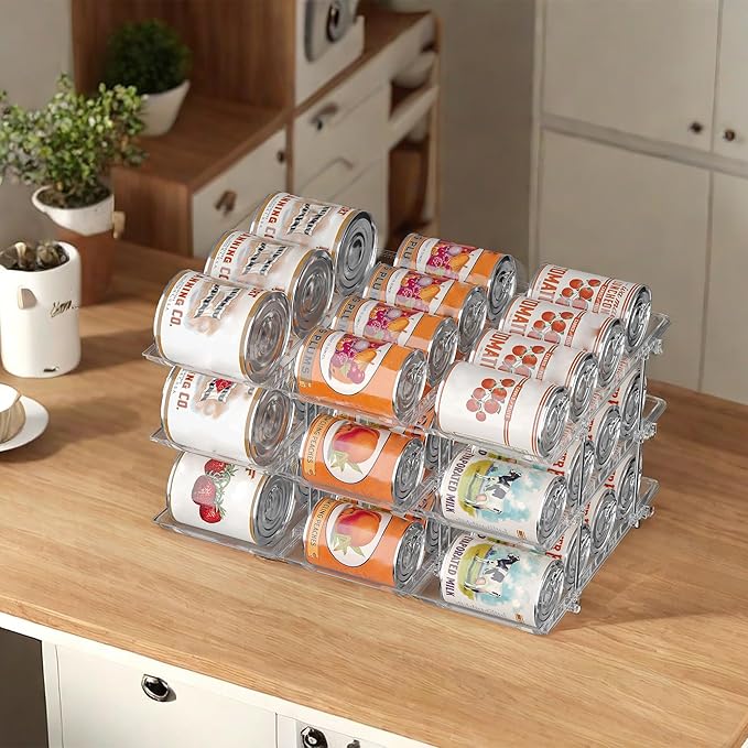 Can Organizer for Pantry Soda Can Organizer Automatic Rolling Food Pantry Storage Rack Can Dispenser for Fridge Holds 36 Cans, Fits 5.8-Inch Soda and Can, Set of 9